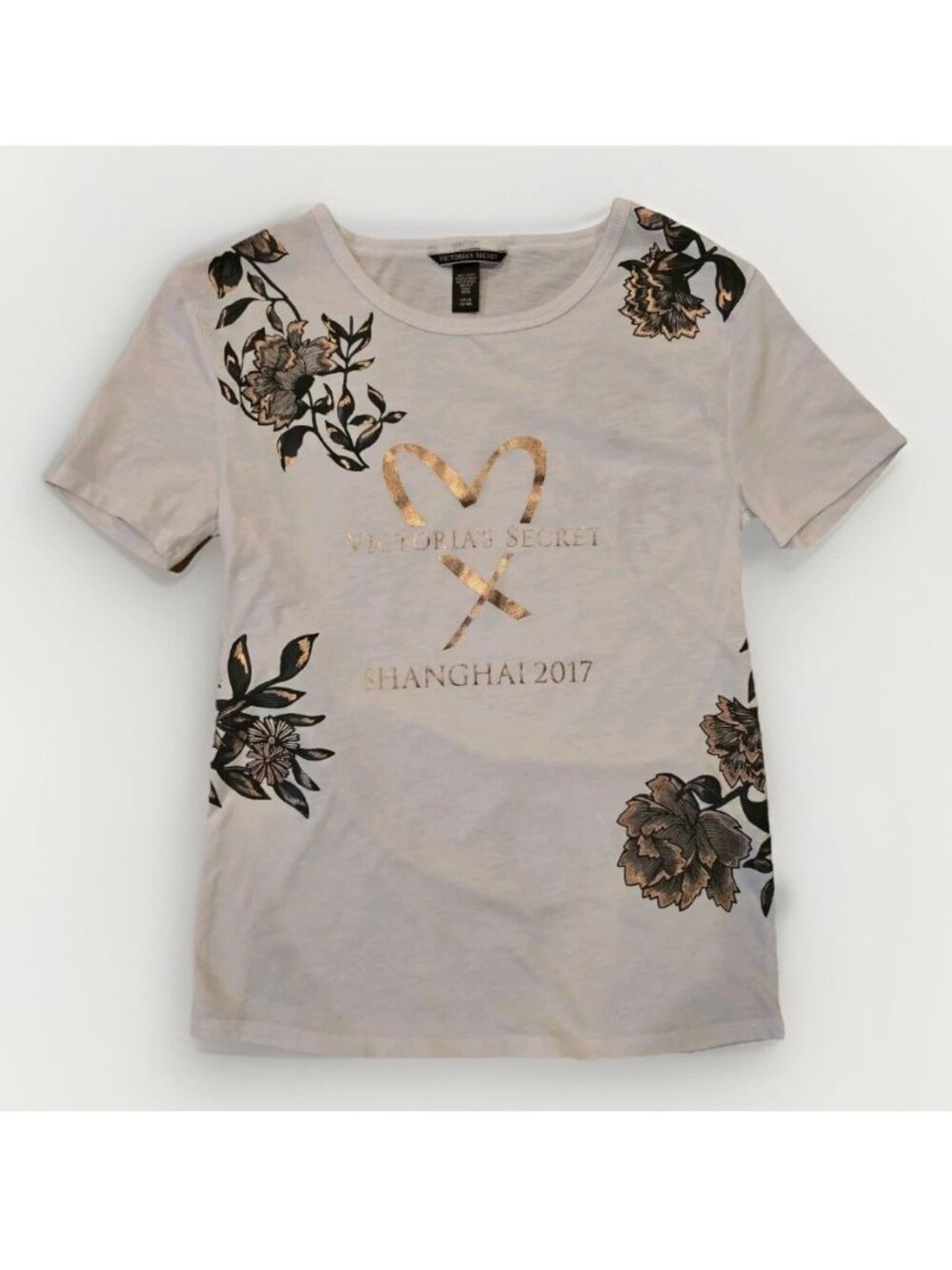 Victoria's Secret Women’s Shanghai Fashion Show T-Shirt Rose Design Sz S